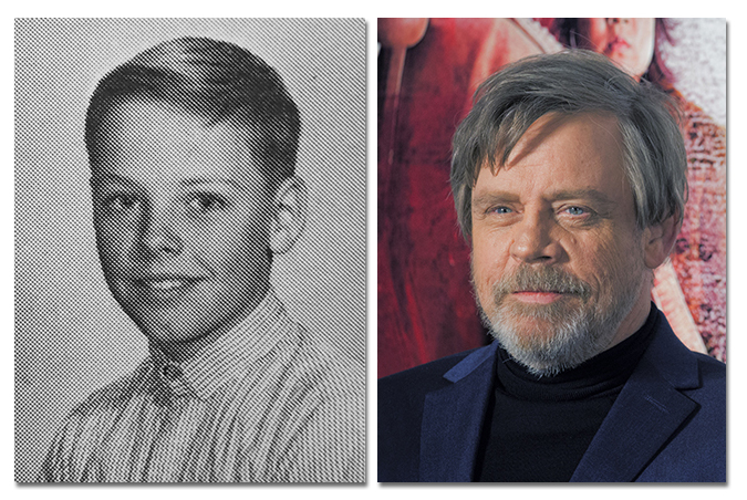 Middle school photo and current photo of Mark Hamill