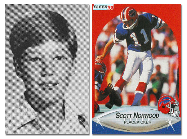 Middle school photo and trading card of Scott Norwood
